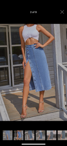 Irregular Denim Maxi Skirt